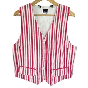 Vintage LizSport Red White Striped Cotton Vest